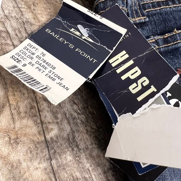 Y2K Embroidered Rhinestone Pocket Bootcut Jeans Mid Rise Size 9 00s NWT - Picture 6 of 6